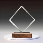 Minitrophies Square wooden base corporate crystal medal1