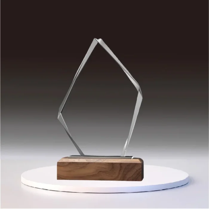 minitrophies Crystal trophies Diamond crystal wooden base