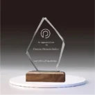 minitrophies Crystal trophies Rhombus crystal wooden base case